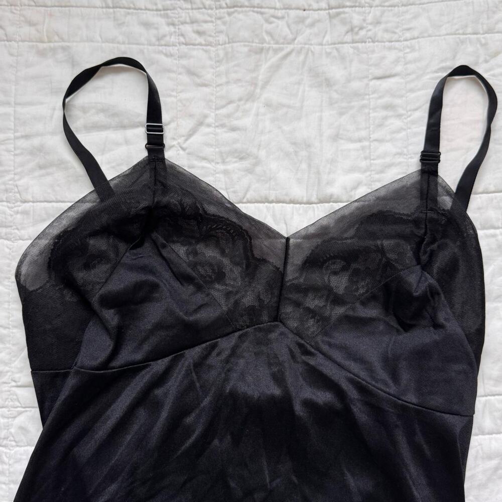 Vintage movie star womens dainty slip dress sheer sz M gothic victorian black
